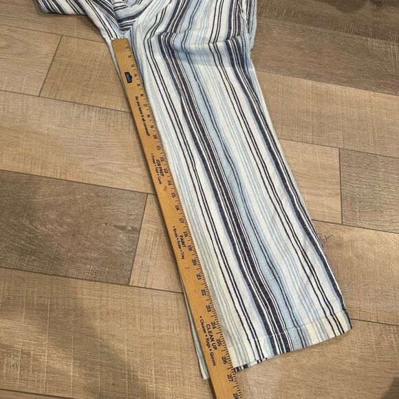 BRIGGS WOMENS BLUE STRIPED LINEN BLEND MEDIUM PULL ON PANTS - Picture 3 of 8